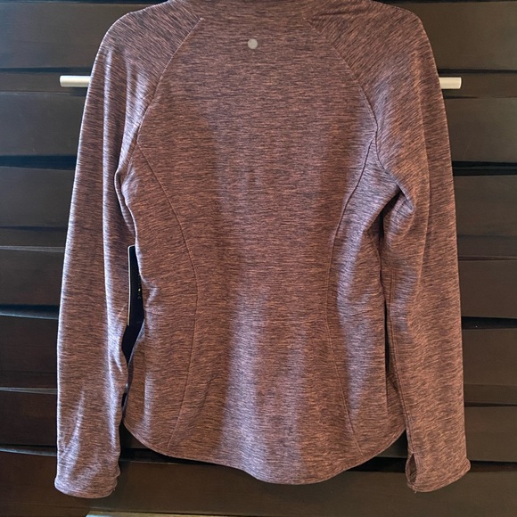 Yogalicious LUX FITTED FULL ZIP ATHLETIC TOP IN HEATHER PINKY PEACH COLOR - Picture 4 of 9